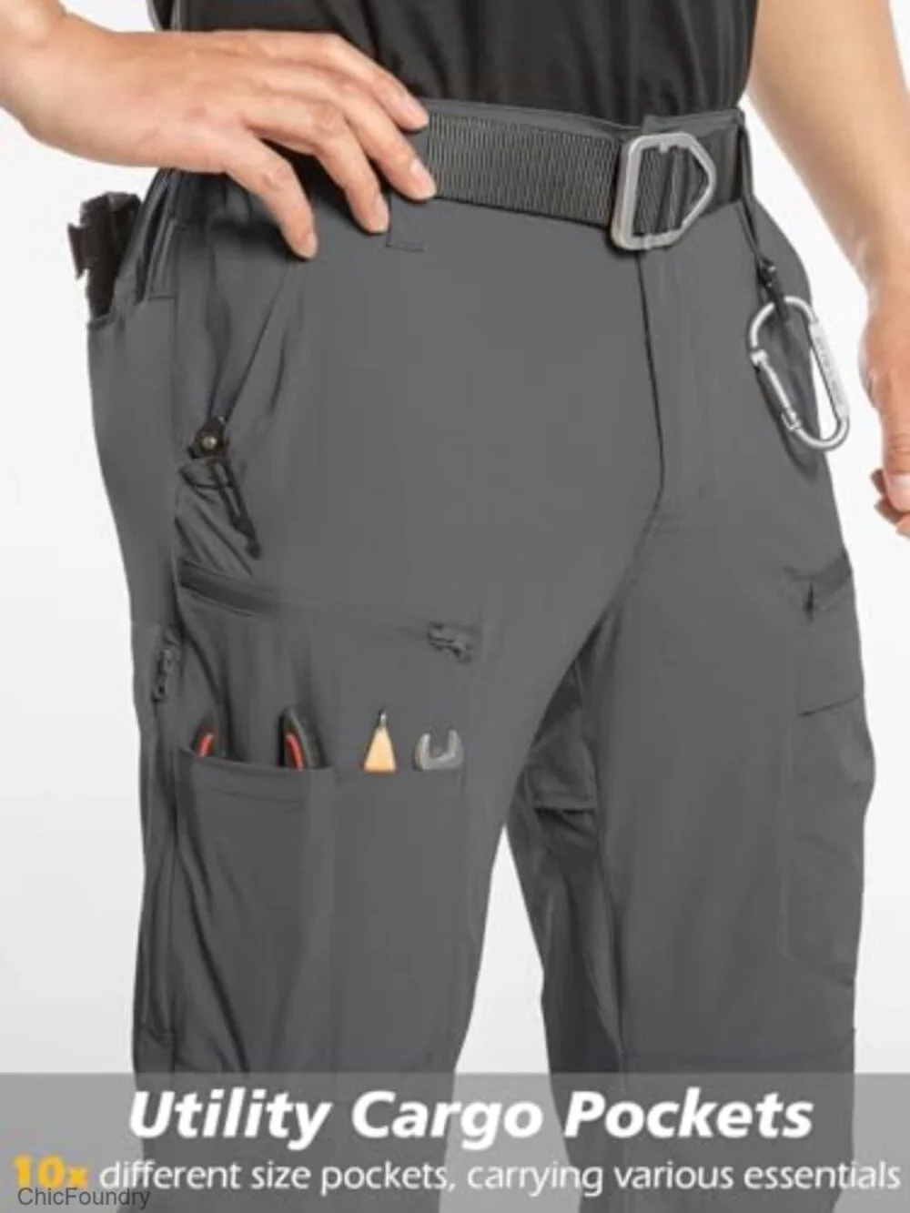 Men's Quick Dry Hiking Cargo Pants Water-Resistant Flex Lightweight Nylon